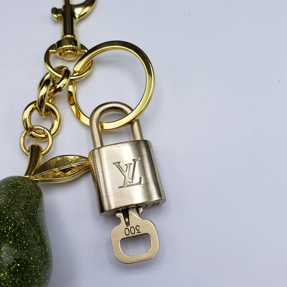 Authentic Louis Vuitton Lock & Key with Unbranded Avocado Charm, Keychain